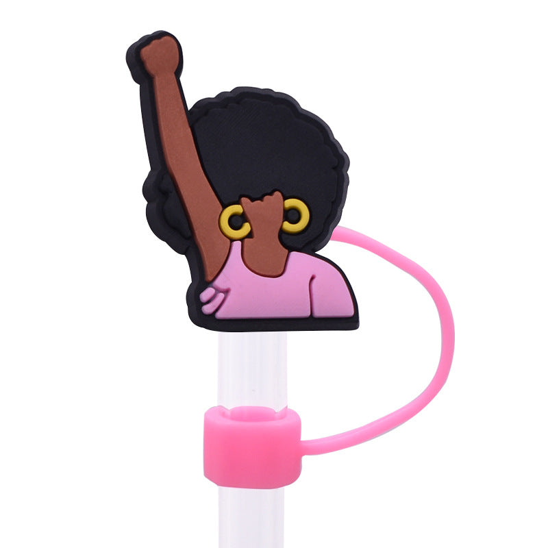 Wholesale Random 100pcs/pack Cute girl dust plug straw hat Straw Tube Cap