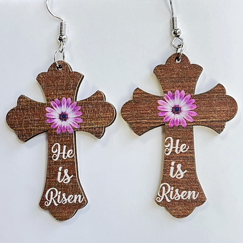 Wholesale 2pcs Cute Mushroom Cross Rabbit Easter Egg Earrings