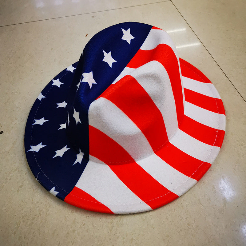 Sombrero de jazz de lana de lana de bandera estadounidense al por mayor