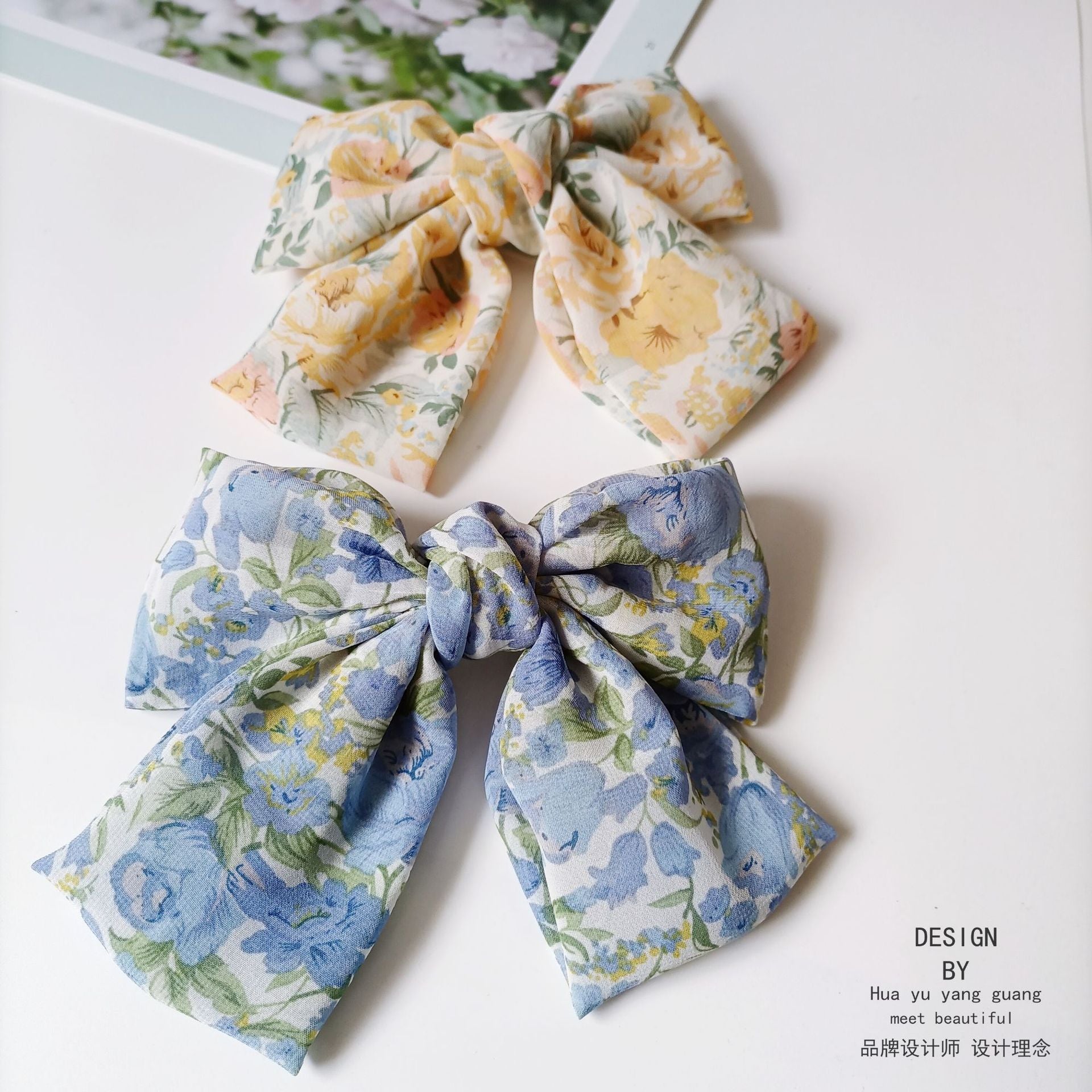 Wholesale Large Bow Chiffon Floral Head Clip