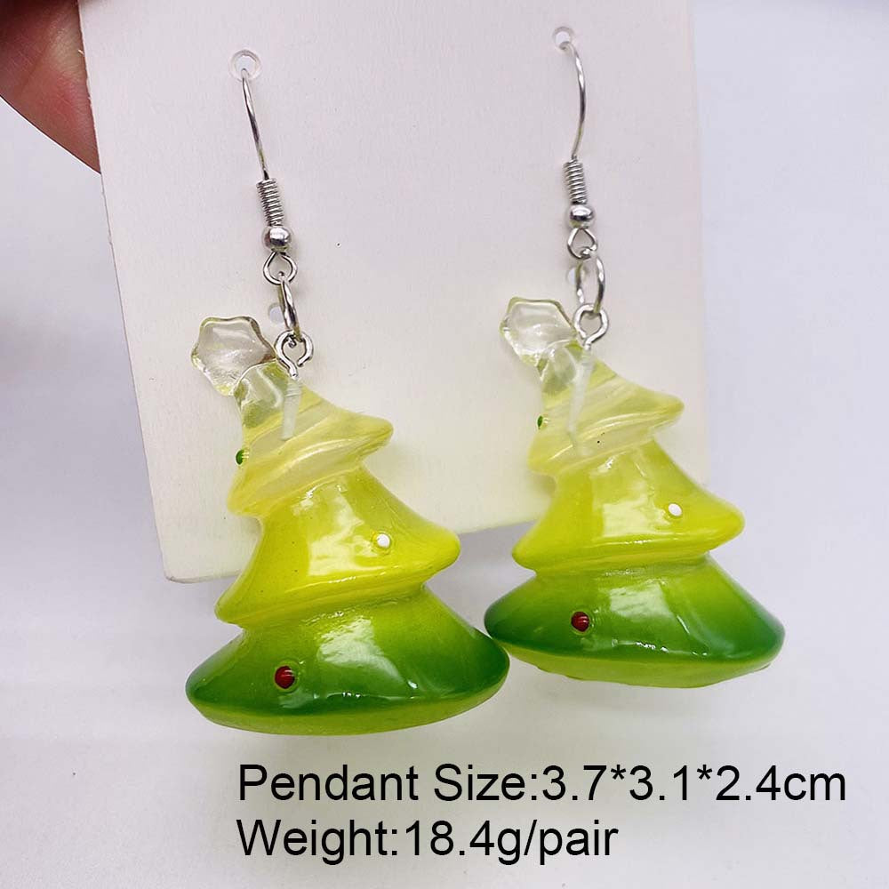 Wholesale Christmas 3D Three-dimensional Christmas Tree Snowman Resin Earrings