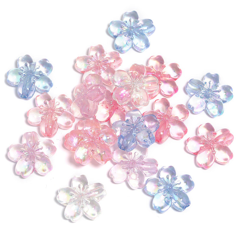 Wholesale 100pcs Acrylic Double-sided Oil Dripping Cherry Blossom Beads