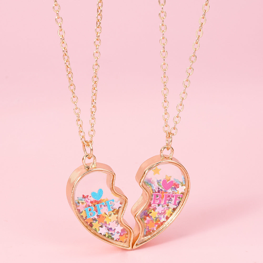 Wholesale Pink Love Friendship Heart Necklace