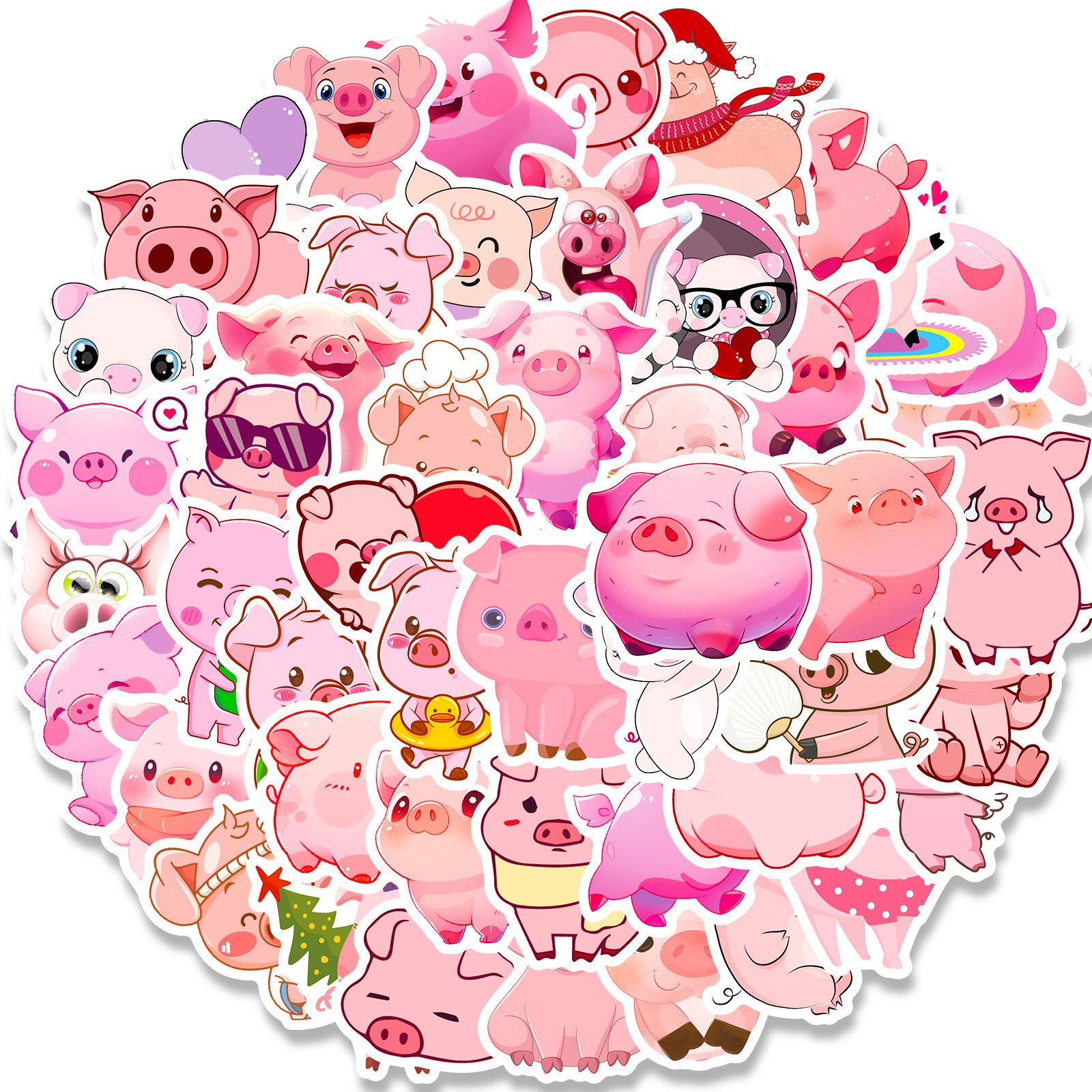Wholesale 50pcs cartoon cute pink pig graffiti stickers girly pink pig stickers