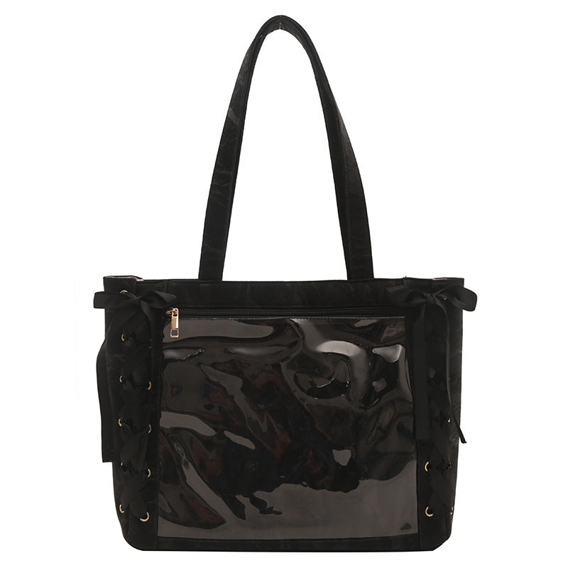 Wholesale Sweet girl two-dimensional ribbon transparent large capacity tote bag