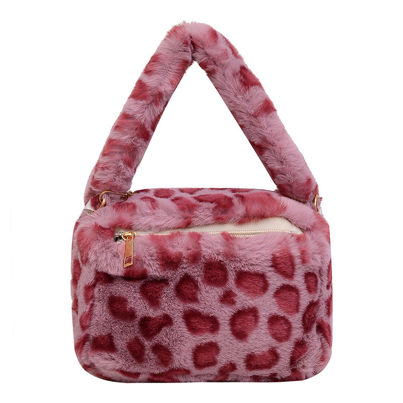 Wholesale Plush Leopard Crossbody Bag