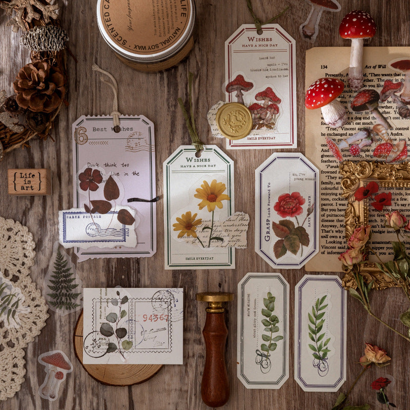 Wholesale Plant Nature Series Retro Plant Booklet DIY Decorative Stickers