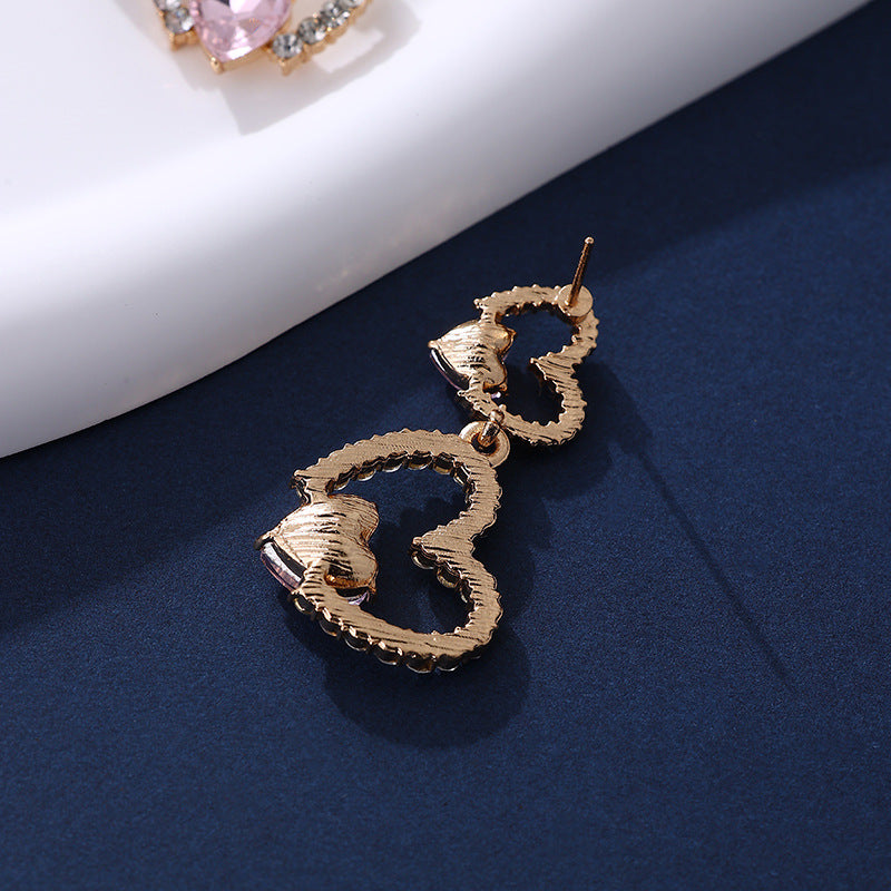 Pendientes de aleación de diamantes con corazón al por mayor