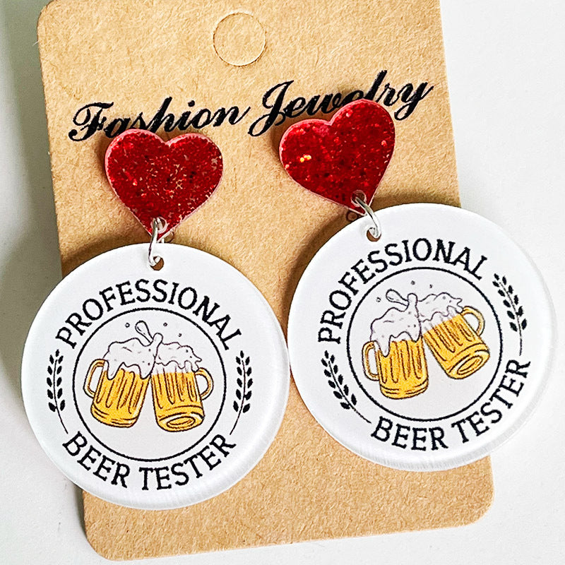 Wholesale 2pairs/pack Christmas Acrylic Red Wine Beer Party Santa Hat Lightning Boots Earrings