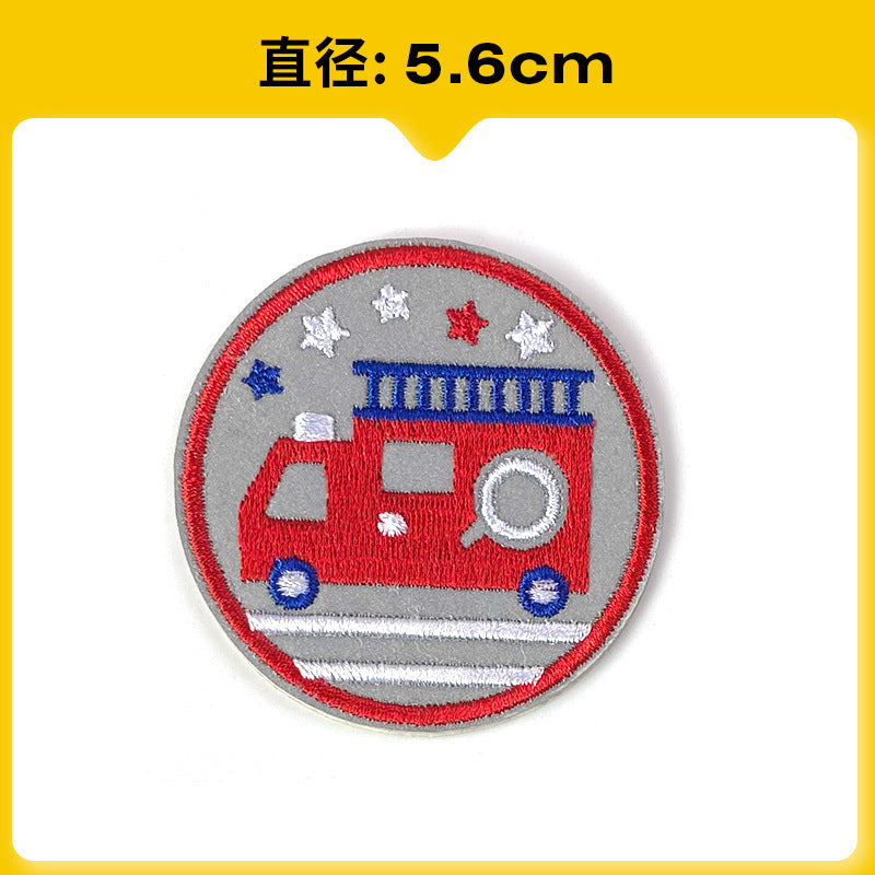 Wholesale Chic Reflective Cartoon Embroidered Patch For Backpack Coat School Bag Safety Decorative Badge