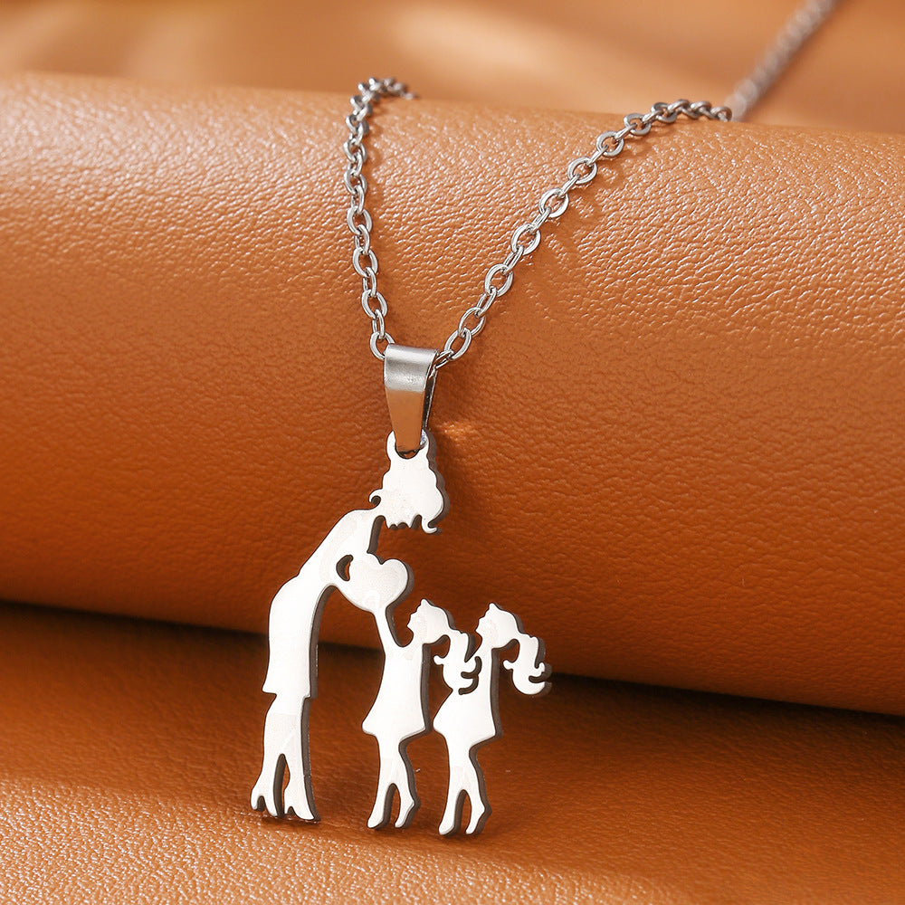 Wholesale Mother' s Day Necklace Mother' s Son Daughter Love Pendant Parent-Child Gift Jewelry