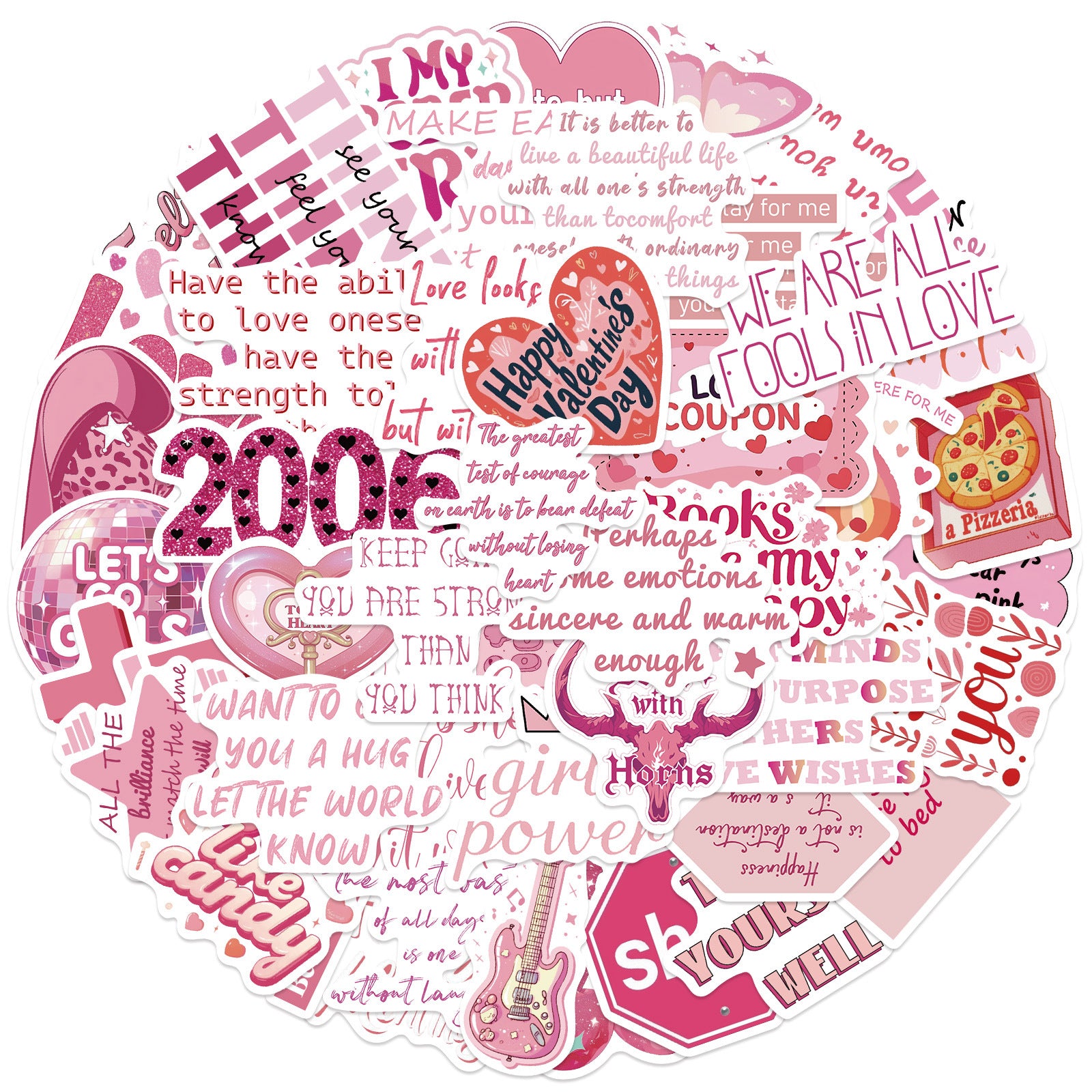 Wholesale 50Pcs Valentine' s Day Romantic Love Quotes  Stickers