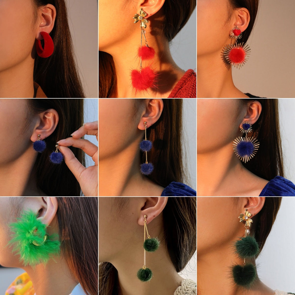 Wholesale Christmas Earrings Plush Love Stud Earring Set