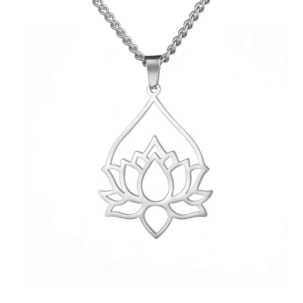 Wholesale Fashion Hollow Lotus Moon Stainless Steel Women's Necklace