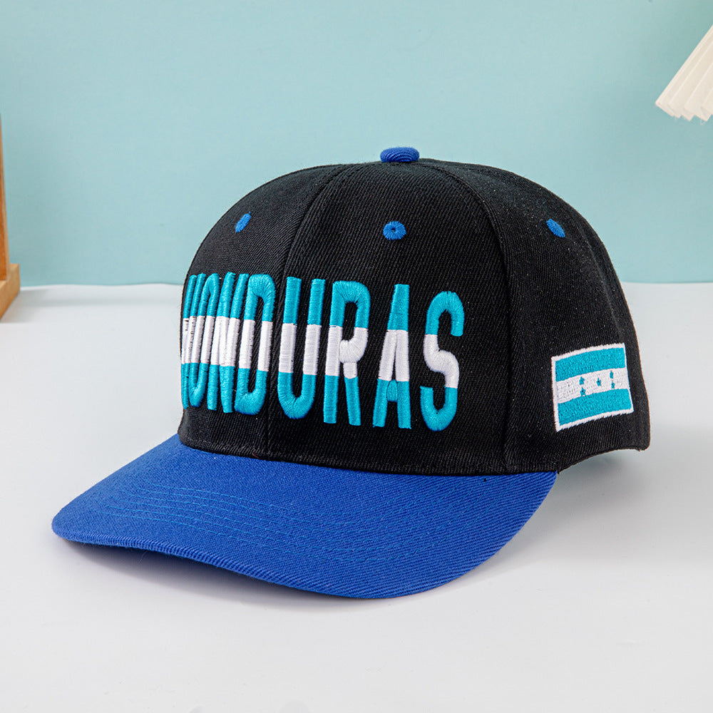 Wholesale Multi country flag hat color blocked flat brimmed baseball cap