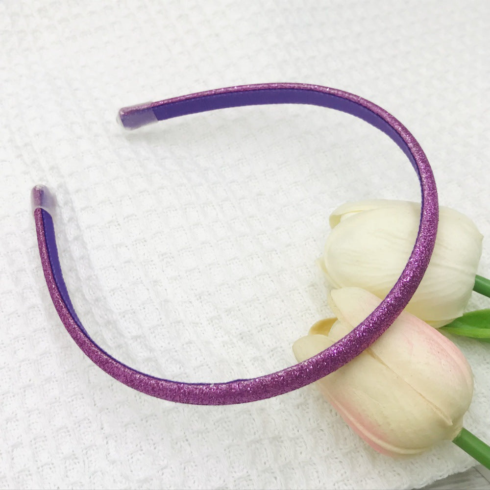 Wholesale Glitter powder retro temperament versatile transparent leather case 0.8cm headband