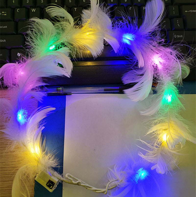 Wholesale Plush Luminous Goose Feather Wreath
