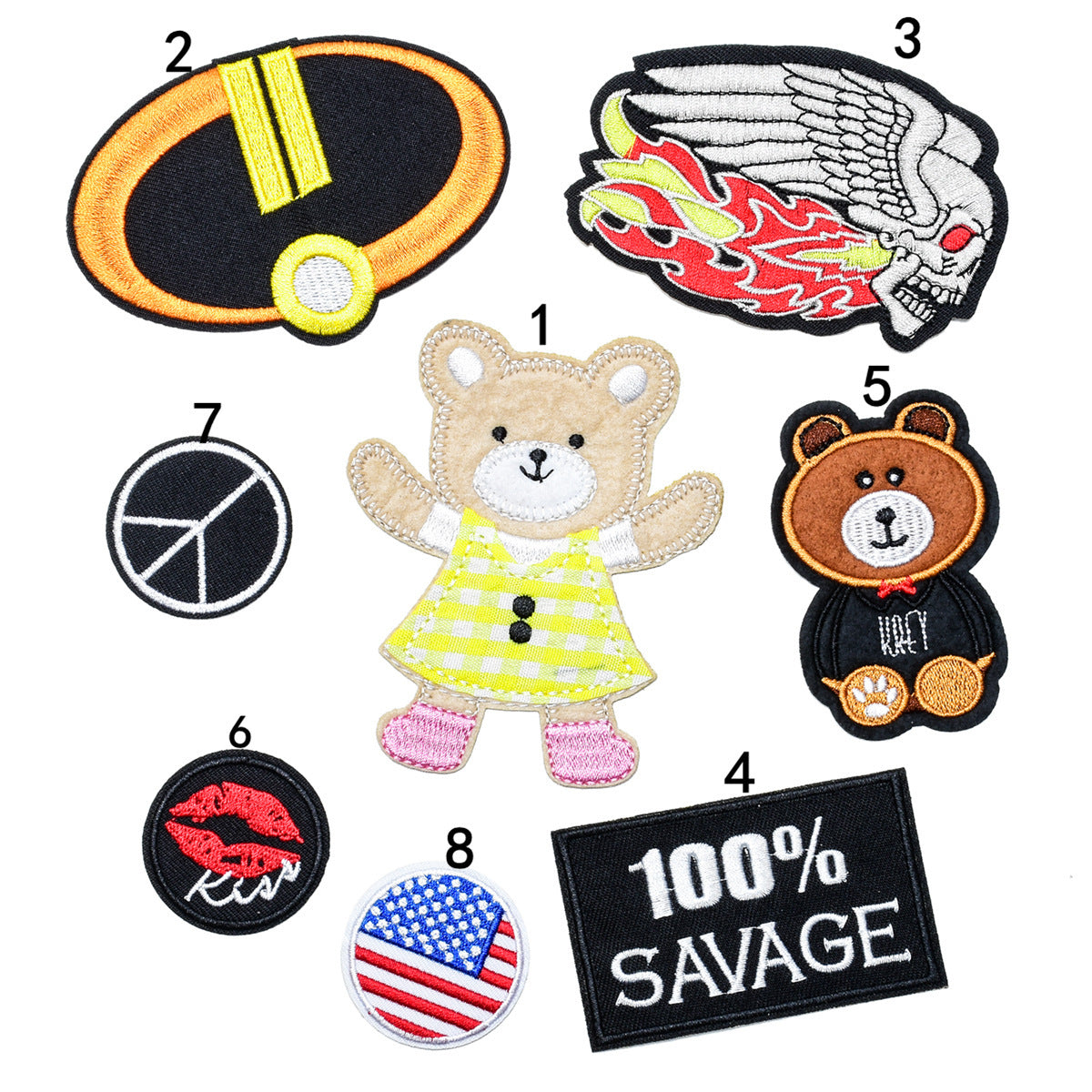 Wholesale Cartoon Bear Embroidered Cloth Patches Iron On Sewing Applique Decorative Clothing Accessory