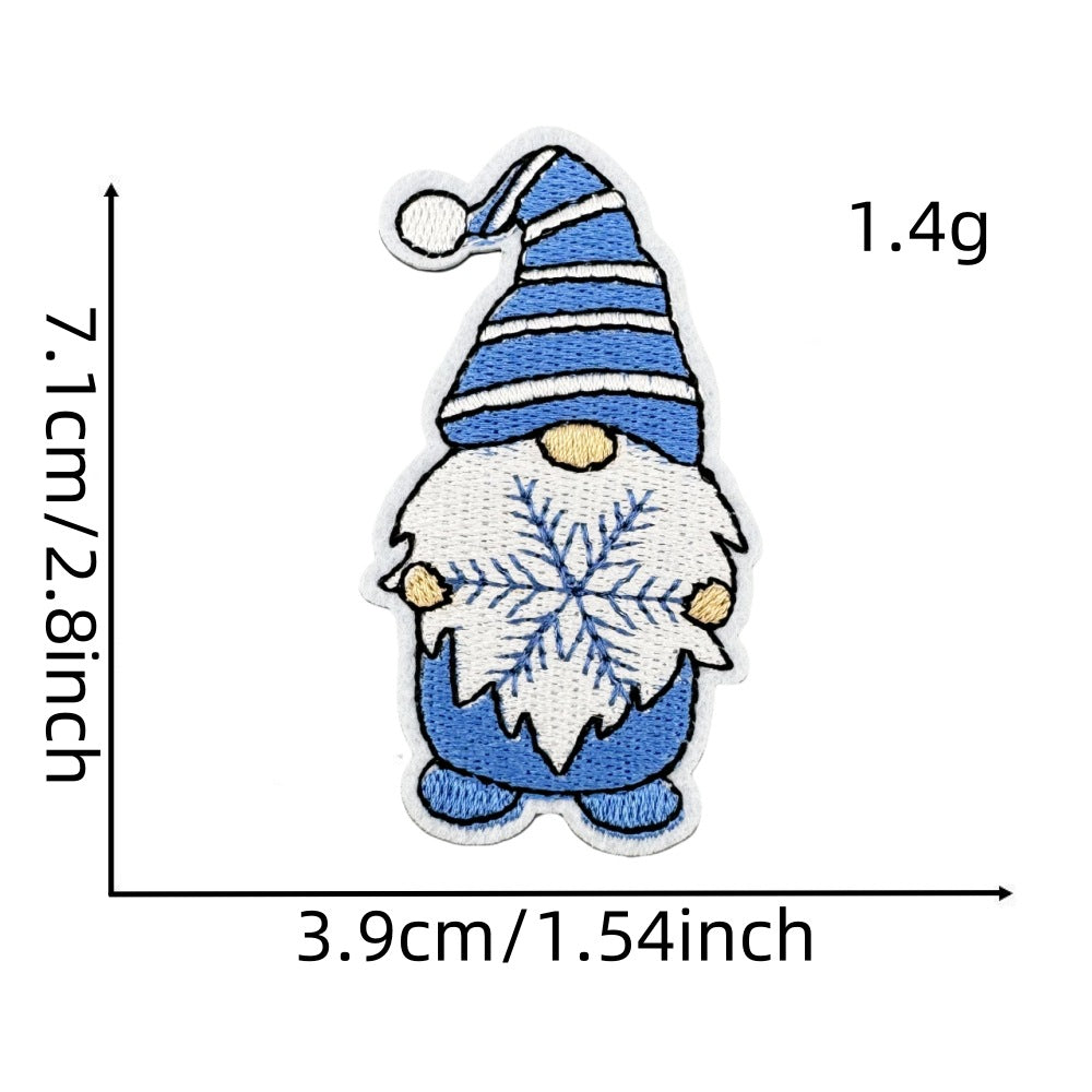 Wholesale Chic Blue Doodle Christmas Embroidery Patches Clothing Applique Stickers DIY Fashion Accessory Gift