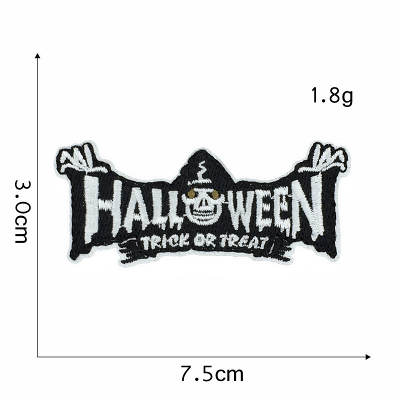 Wholesale  Embroidered Patches Witch Bat Pumpkin Black Cat Haunted House Twill Applique Trendy DIY Decorative Accent For Clothing Bags And Home Decor