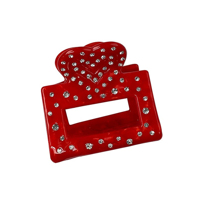 Wholesale Love Grab Clip Heavy Industry Diamond Hair Clip Light Luxury High-end Shark Clip Valentine's Day Hair Accessories Headwear