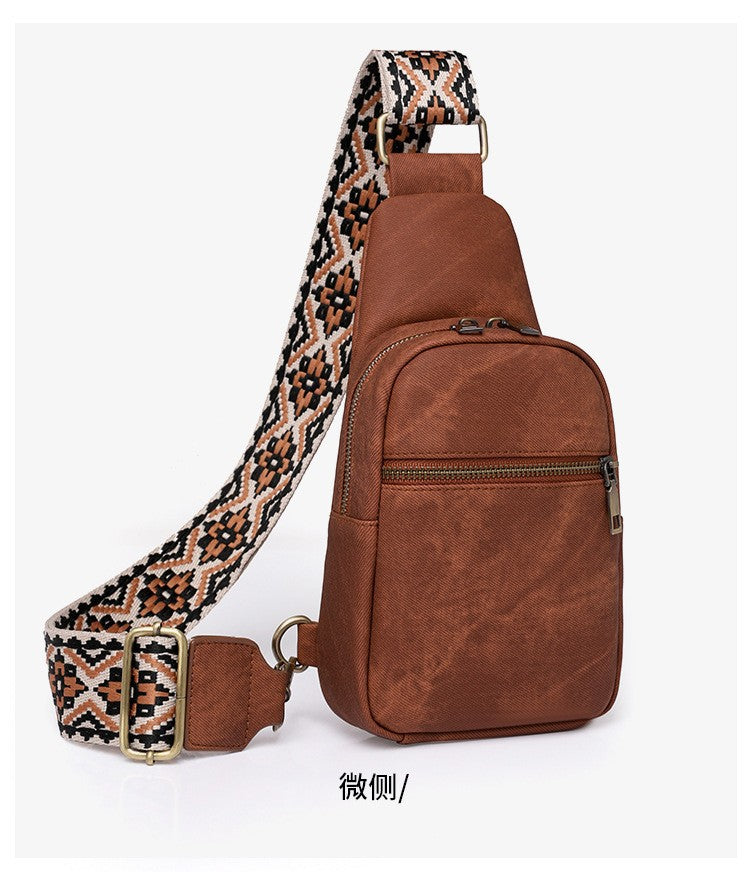 Wholesale Wide Shoulder Strap PU Chest Bag Single Shoulder Bag