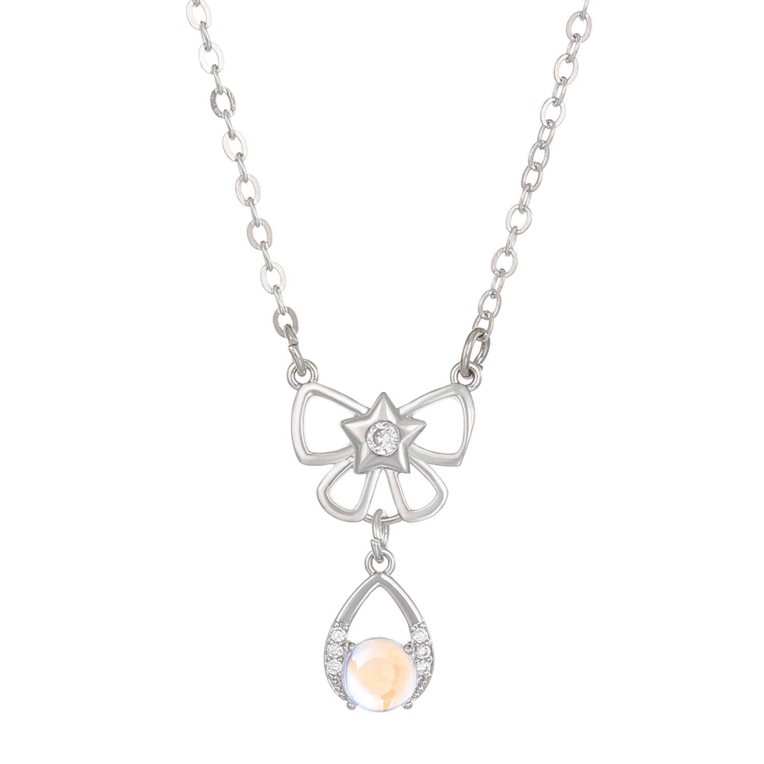 Wholesale Copper Constellation Diamond Hollow Moonstone Necklace
