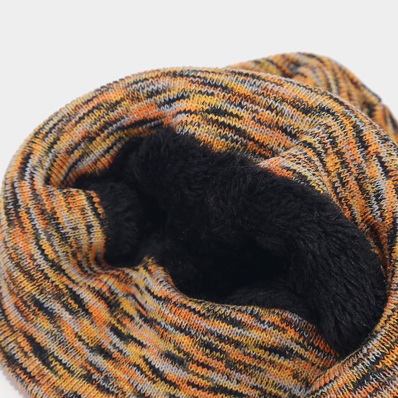 Wholesale Tie-dye Plus Velvet Warm and Cold-proof Knitted Hat, Neck Scarf and Gloves Set