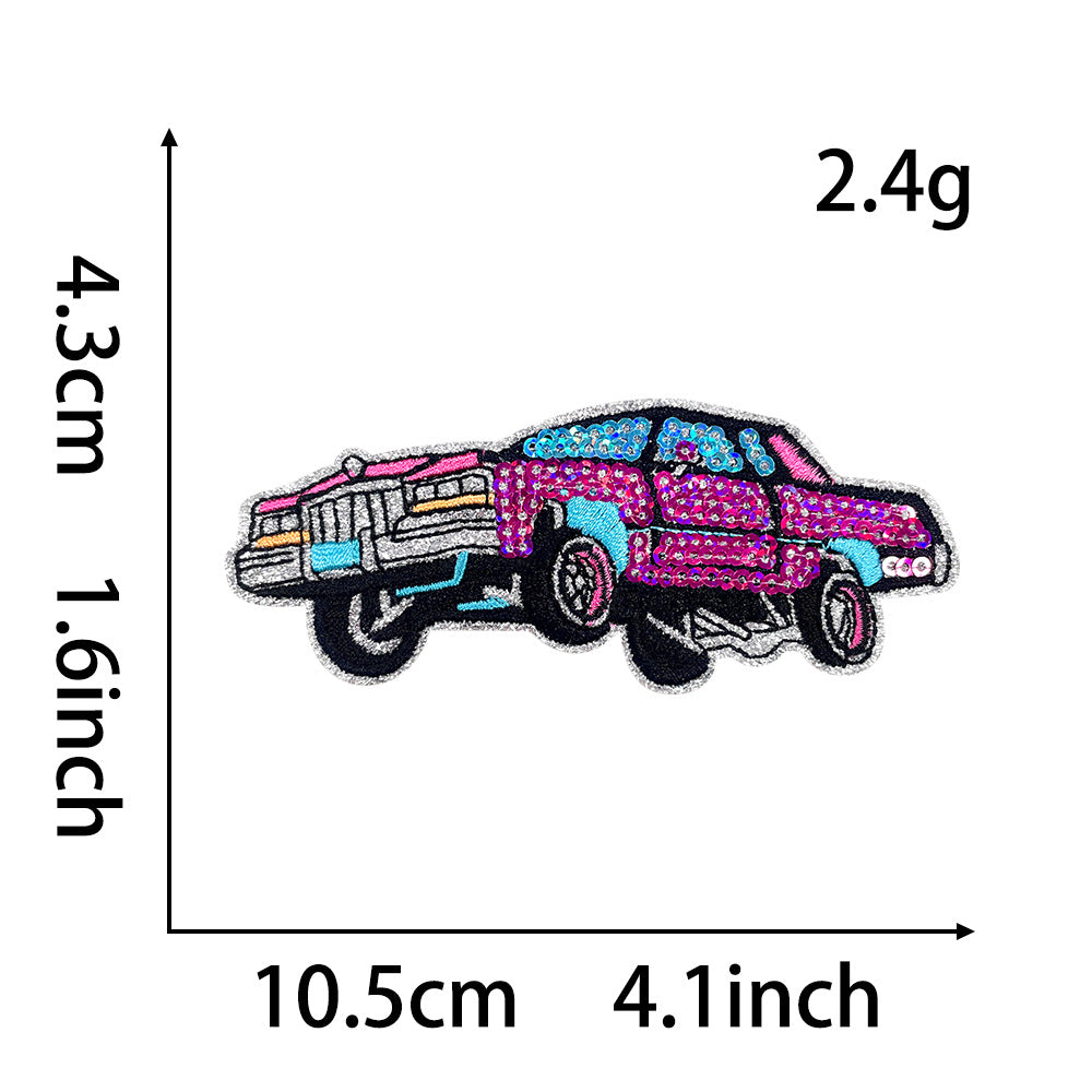 Wholesale Trendy Hawaiian Surf Truck Multicolor Sequin Embroidered Patch Iron On Back DIY Resale Accessory