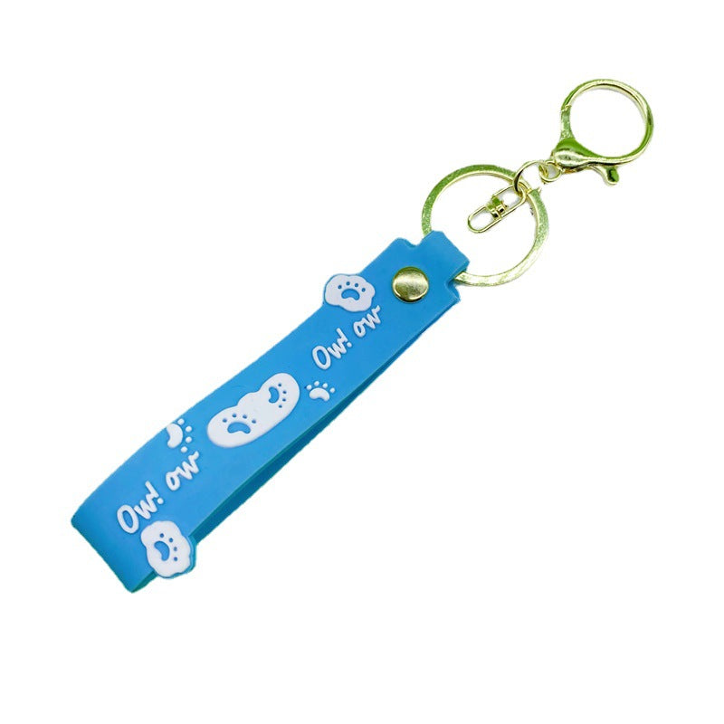 Al por mayor 10pcs PVC Dog Claw Cat Claw Keychain Rope de cuero