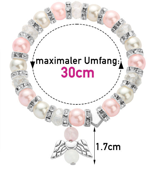 Wholesale White and pink pearl bracelet heart wings diamond bracelet