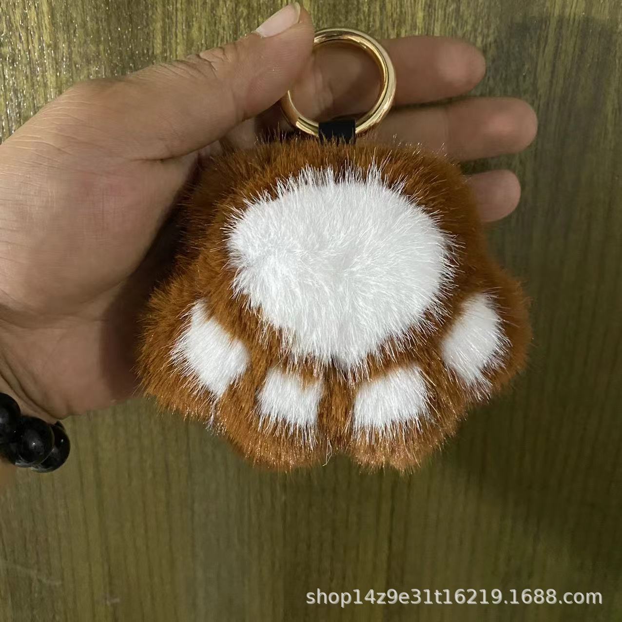 Wholesale 5pcs Paw Plush Pendant Cute Cat Keychain