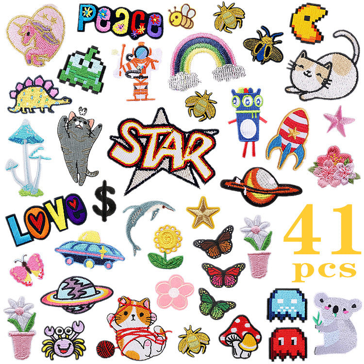Wholesale Mixed Cartoon Cat And Astronaut Embroidered Patches Polyester Self Adhesive Clothing Decorative Accent For Everyday Boutique And Gift