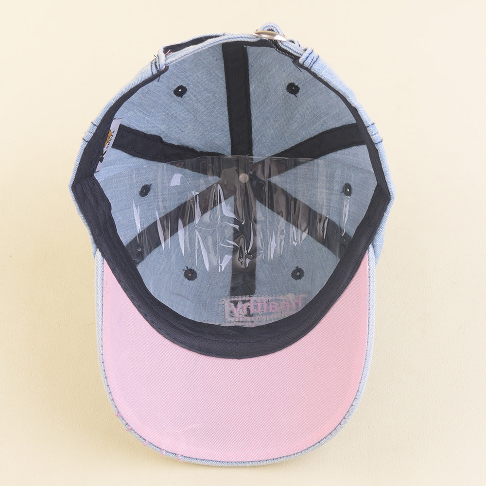 Wholesale Denim Soft Top English Label Children's Peaked Cap