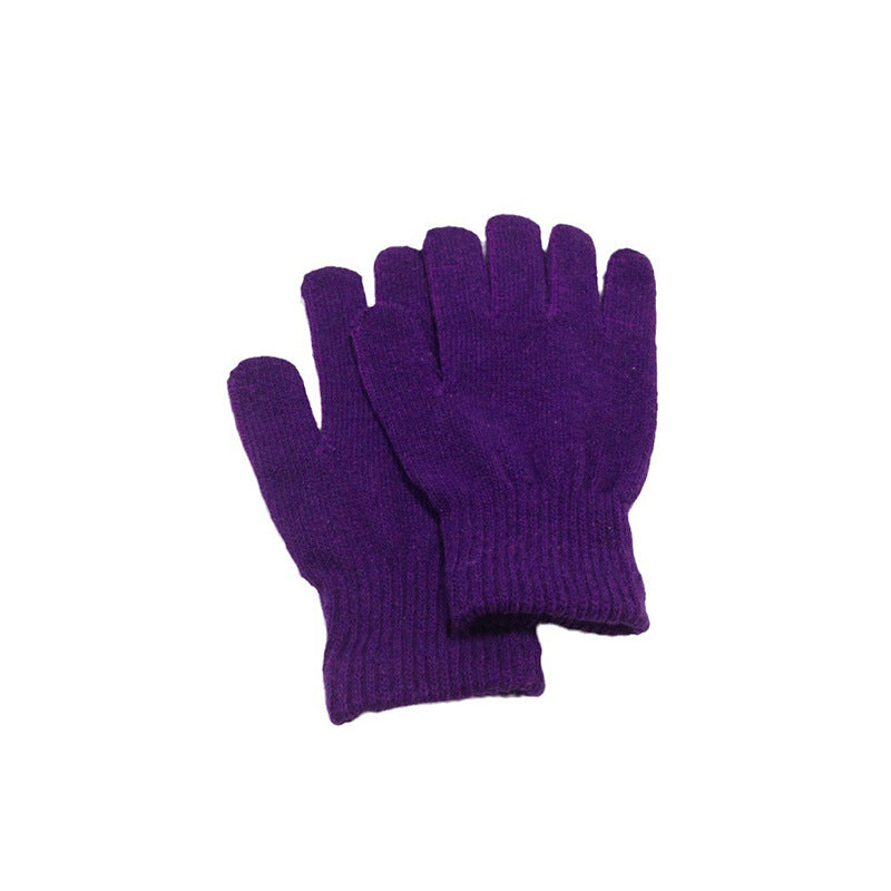 Wholesale Winter Warm Five Finger Gloves Solid Color Acrylic Knitted Gloves