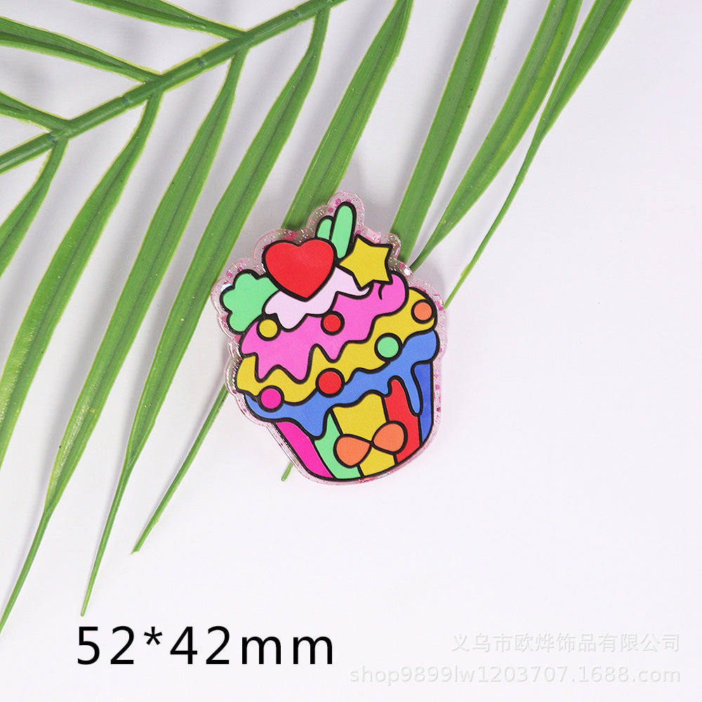 Wholesale 10pcs Cartoon Puzzle Peach Heart Ice Cream Acrylic DIY Patch Accessories