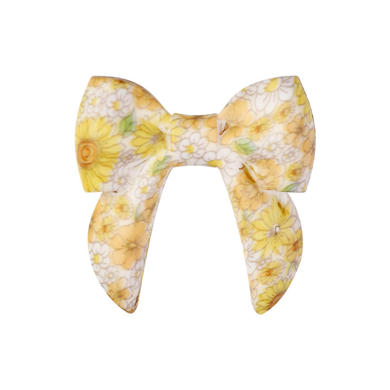 Wholesale  20pcs Bow Print 3D Silicone Bow Focal Beads Beaded Jewelry