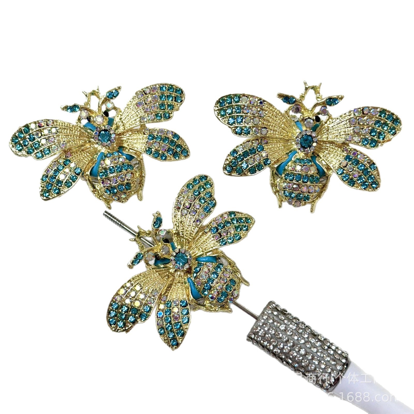 Wholesale Bee inlaid diamond straight hole beads accessory
