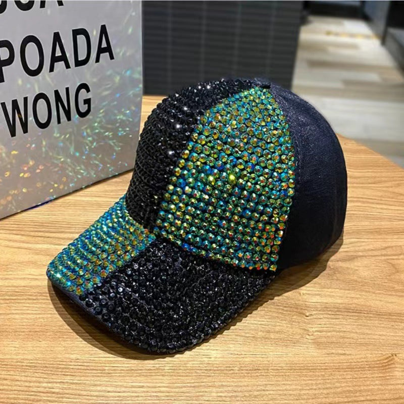 Wholesale Cotton Two-color Patchwork Diamond Studded Baseball Caps