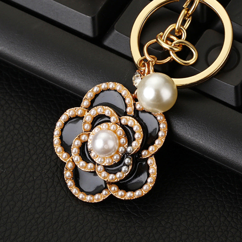 Wholesale Pink Four Leaf Clover Love Lock Keychain Rhinestone Inlaid Metal Car Key Ring Fashion Accessory Gift