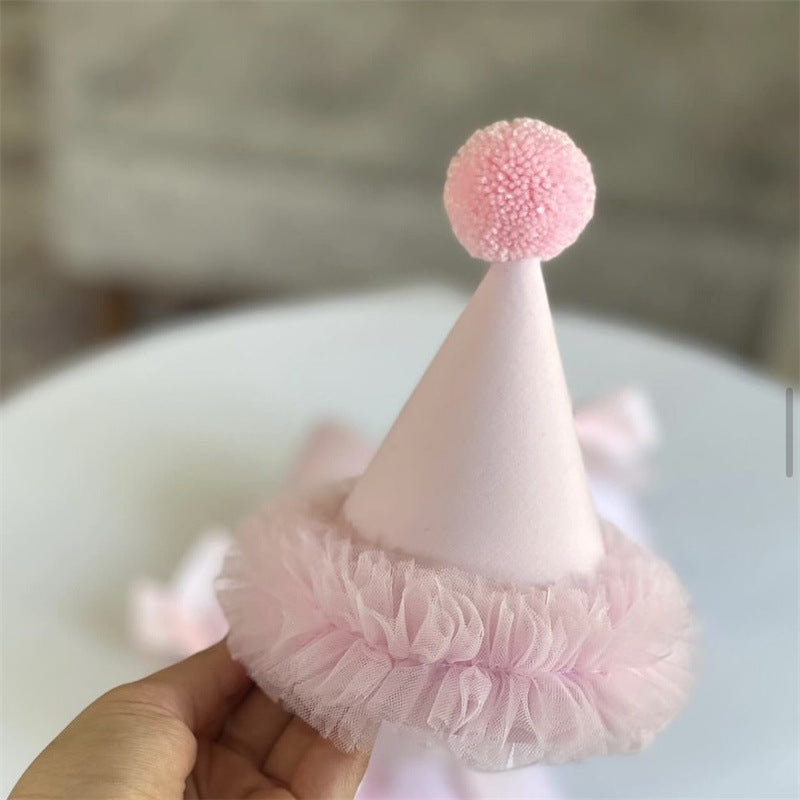 Wholesale Cute Girly Heart Birthday Party Hat South Korea Bow Lace Pink Party Layout