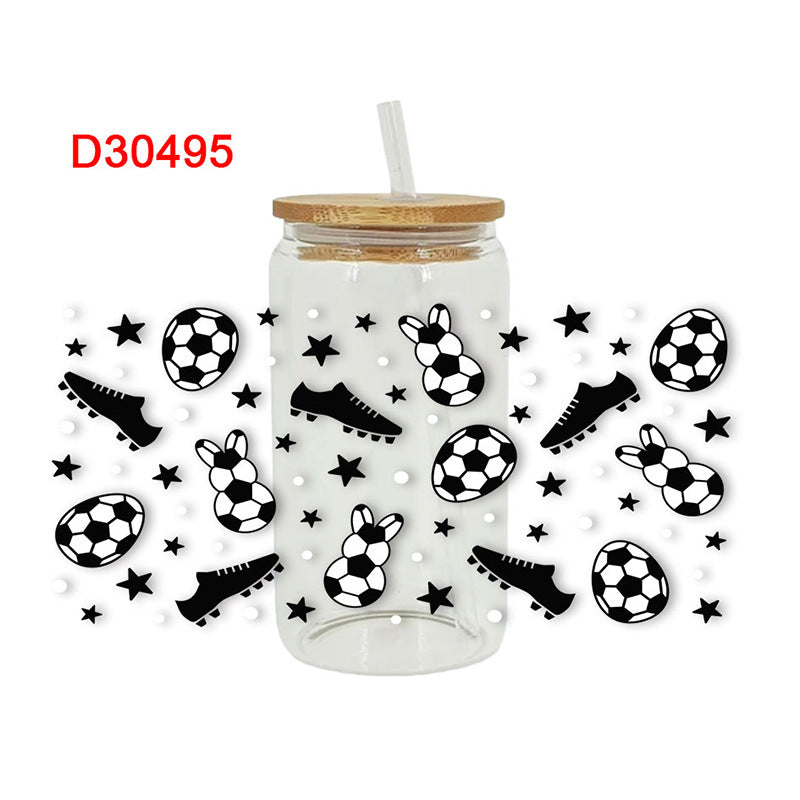 Wholesale Baseball rugby helmet sports 16oz Cup UV DTF Wraps