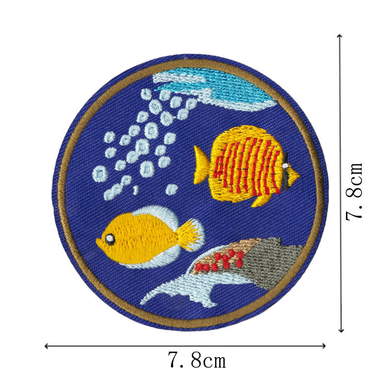 Wholesale Cartoon Seahorse Iron On Patches 9 Piece Embroidered Ocean Life Decorative Applique For Clothing