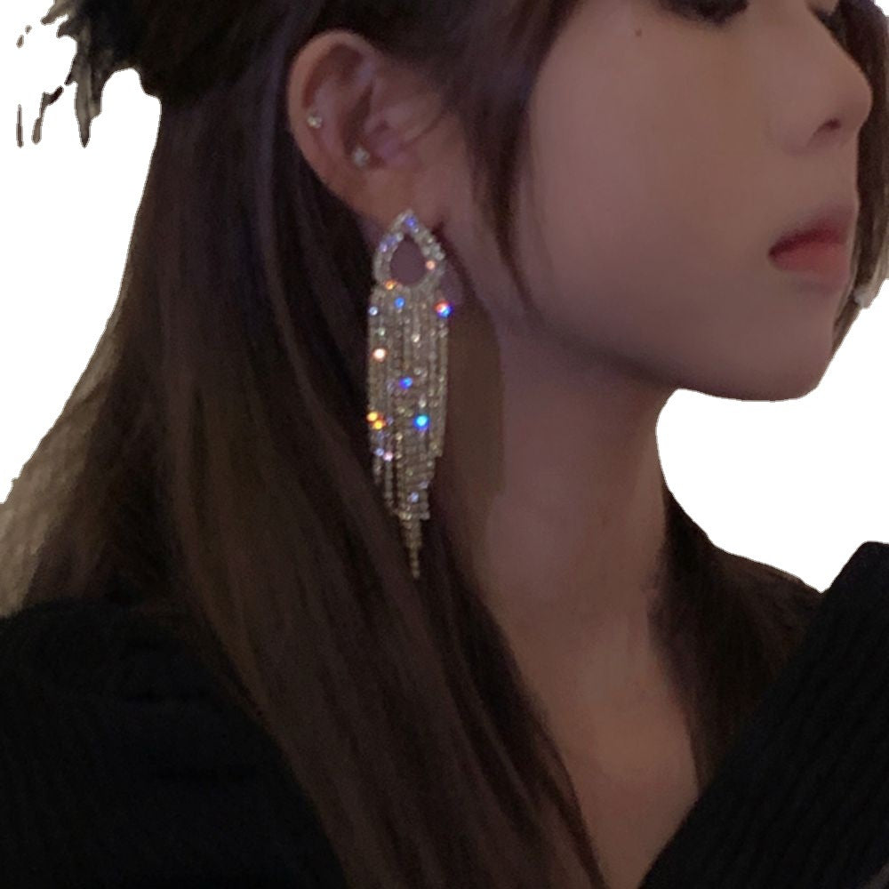 Wholesale Super Shiny Full Diamond Zirconia Tassel Earrings