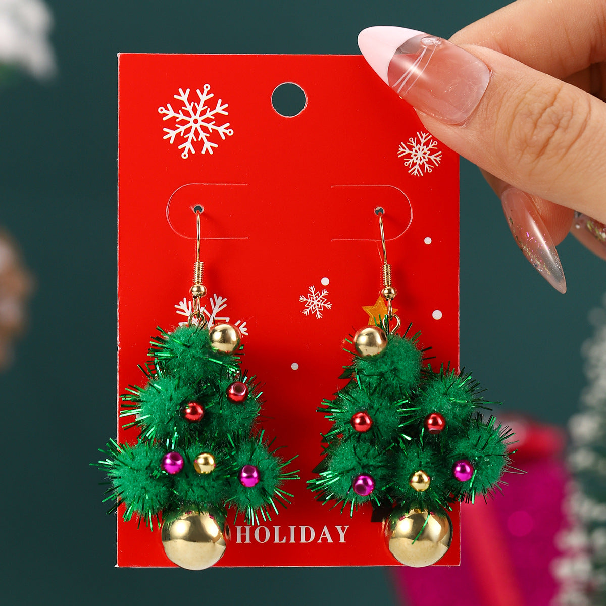 Wholesale Christmas cartoon diamond alloy earrings