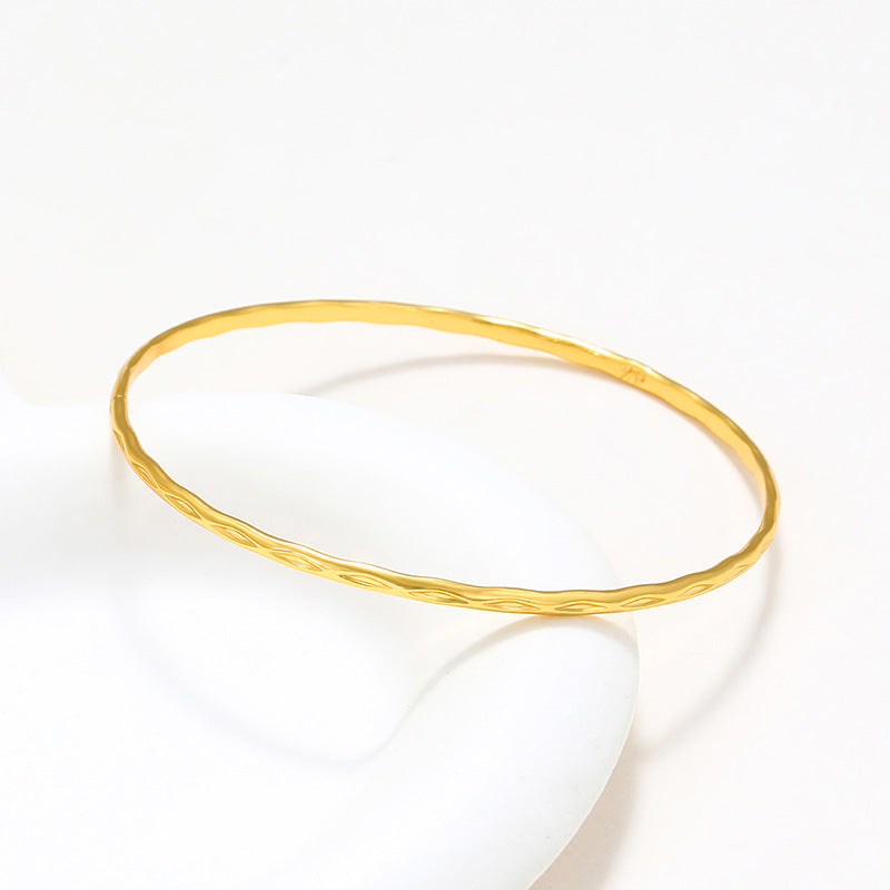 Wholesale 24K Gold-plated Brass Bracelet with A Simple, Fine Circle Simulation Bracelet