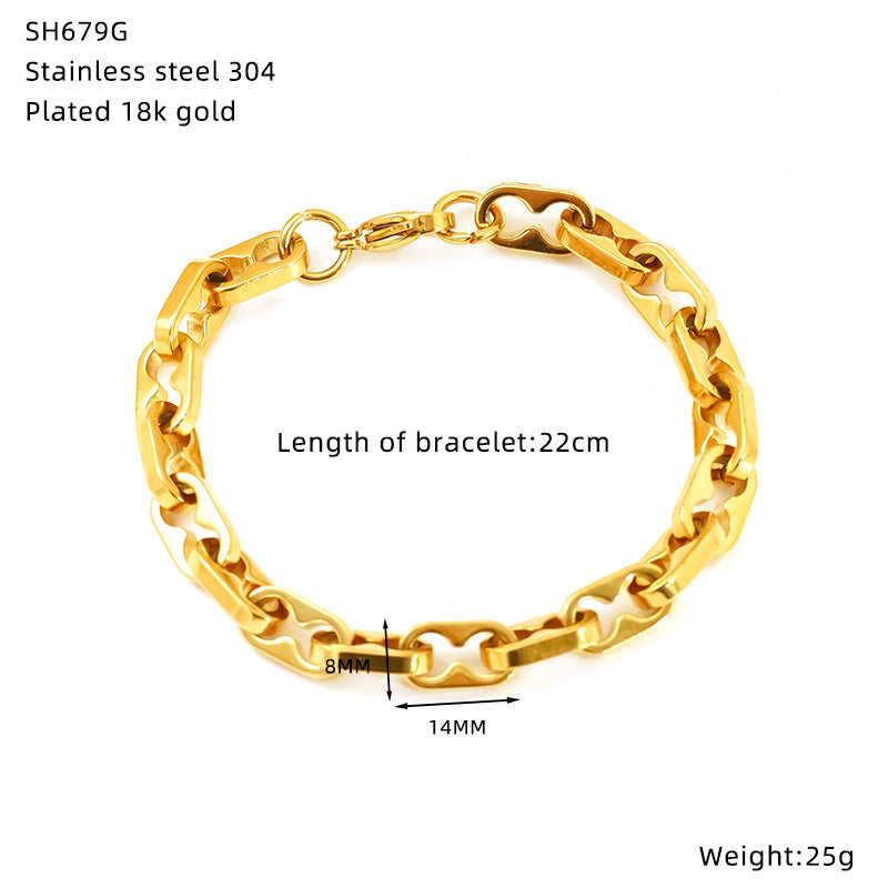 Wholesale fashion stainless steel hip-hop bracelet  unisex jewelry
