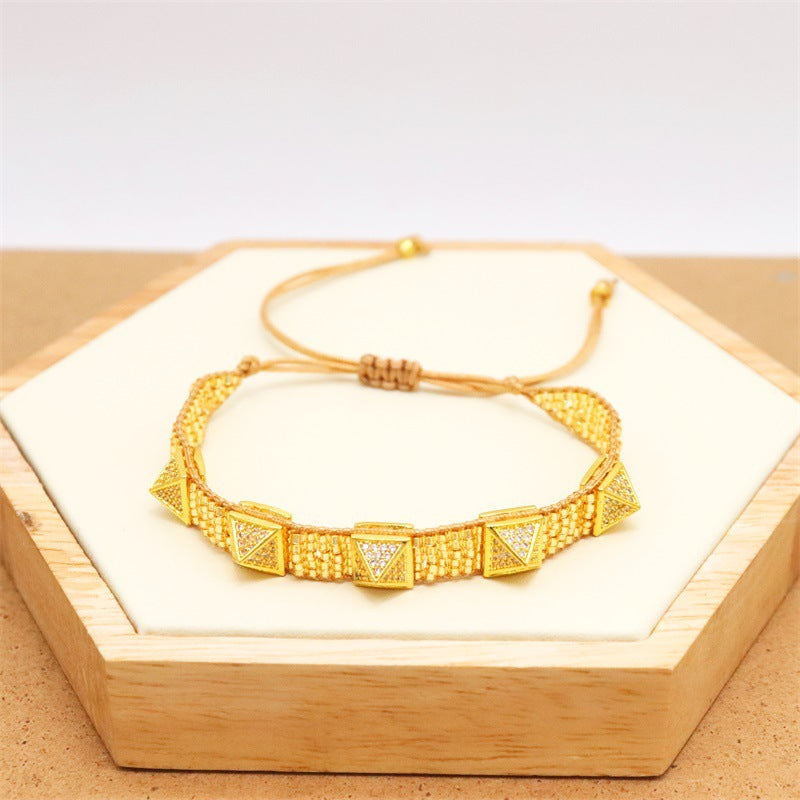 Wholesale Fashion Simple Bohemian Hand-woven Diamond Bracelet