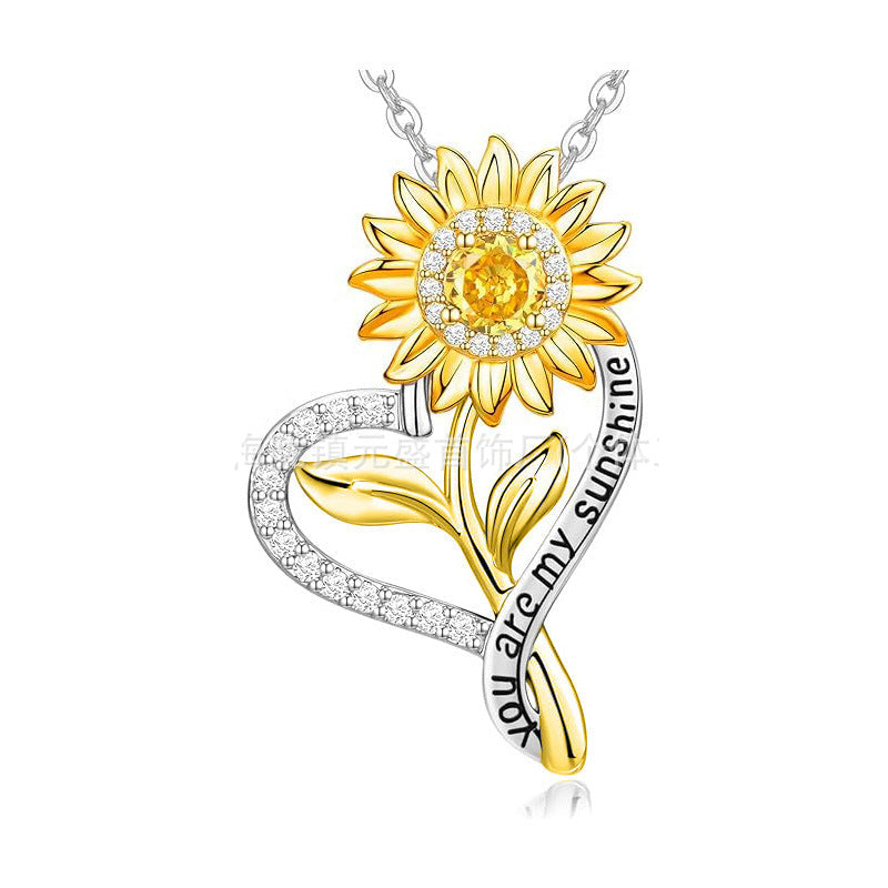 Wholesale 925 sterling silver sunflower necklace