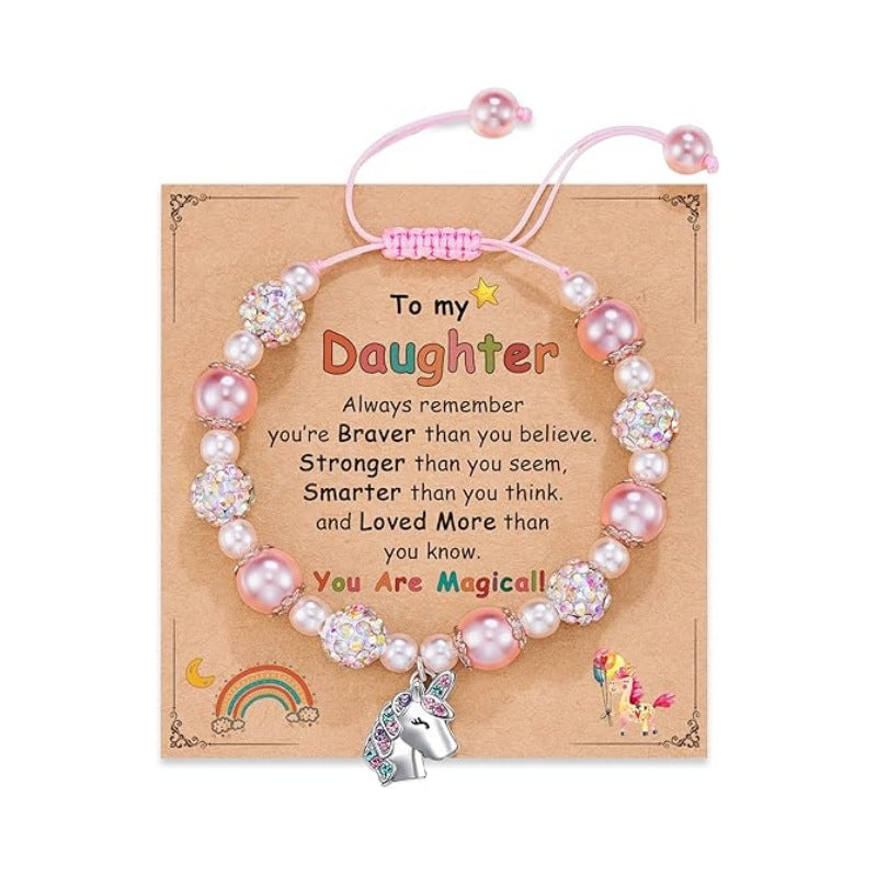 Wholesale Knitted pearl adjustable salamander unicorn pendant bracelet